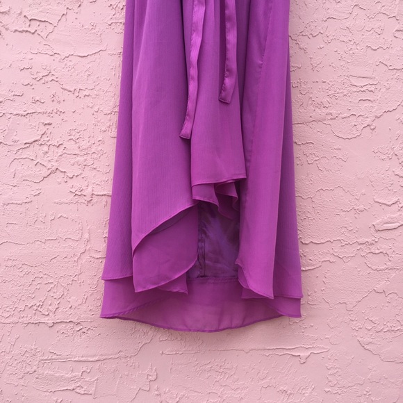 White House Black Market Fuchsia Pintuck Sleeveless High Low Dress Size 12 - Picture 7 of 11